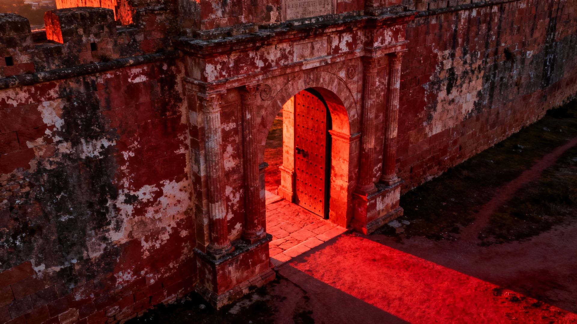 Whispers of Crimson: Where Ancient Gates Beckon Memories Unspoken