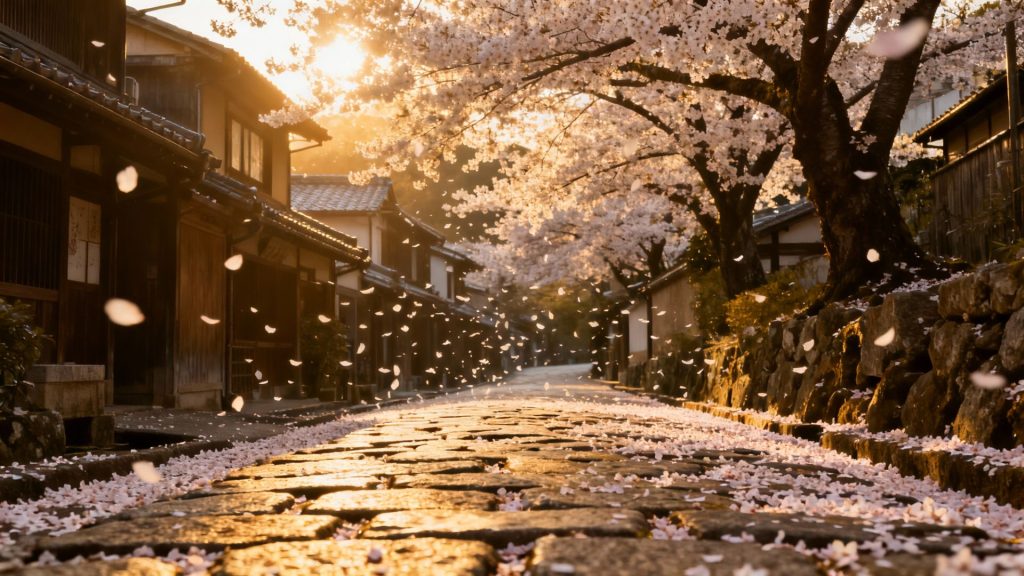 Where Cherry Blossoms Whisper Tales of Time on Kyoto's Ancient Path